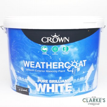 Crown Weathercoat Masonry Brilliant White Paint 10 Litre