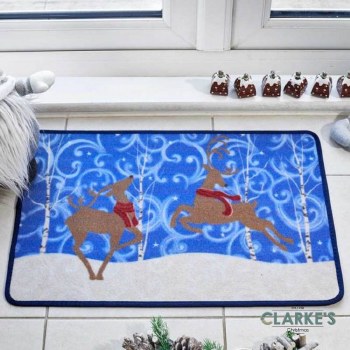 Dancing Deer Christmas Door Mat 60x40cm