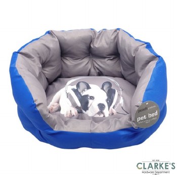 Pet Bed with Printed Cushion Blue