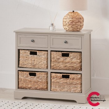 Devonshire Putty Pine Wood 2 Drawer 4 Basket Sideboard