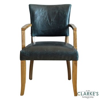 Duke Leather Arm Chair Ink Blue