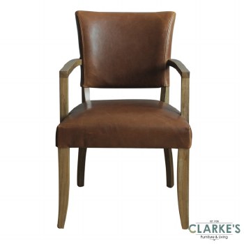 Duke Leather Arm Chair Tan Brown