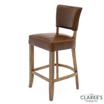 Duke leather brown bar stool