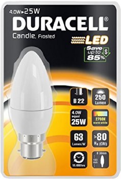 Duracell 4W B22 LED Candle Bulb