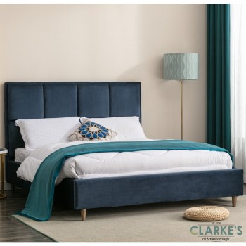 Duval Velvet 5ft Bed Frame Navy Blue