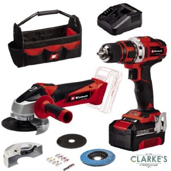 Einhell Power X-Change 18V Cordless Drill Driver & Angle Grinder