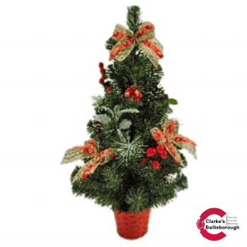 Elegance Christmas Tree with Poinsettias 50cm