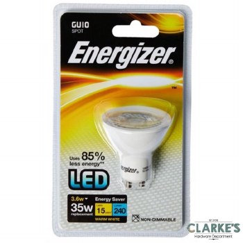 Energizer LED 3.6W (35W) GU10 Spot Warm White Light Bulb Non Dimmable