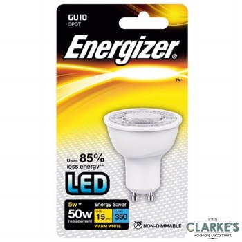 Energizer LED 5W (50W) GU10 Spot Warm White Light Bulb Non Dimmable