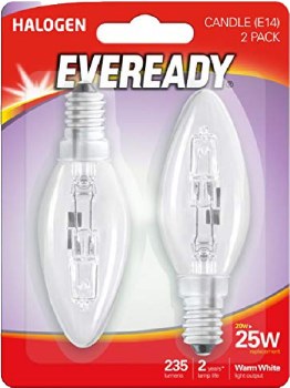 Eveready 20W E14 Halogen Candle Bulb 2 Pack