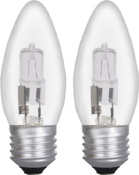 Eveready 20W E27 Candle Halogen Bulbs 2 Pack