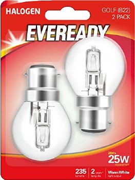 Eveready 20W B22 Halogen Bulbs 2 Pack