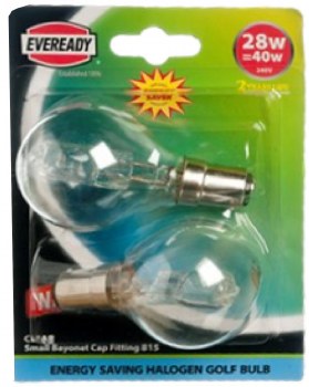 Eveready 28W B15 Halogen Bulbs 2 Pack
