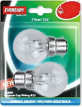 Eveready 42W B22 Halogen Bulbs 2 Pack
