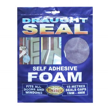 Exitex Draught Seal - Self Adhesive Foam Brown 15 Meter