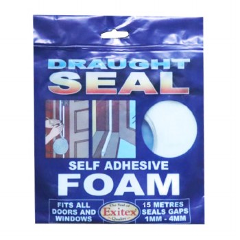 Exitex Draught Seal - Self Adhesive Foam White 15 Meter