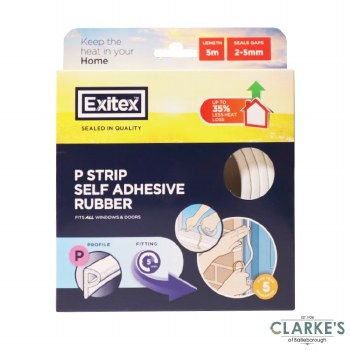 Exitex P Self Adhesive Rubber Strip White 5 Meter