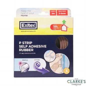 Exitex P Self Adhesive Rubber Strip Brown 5 Meter