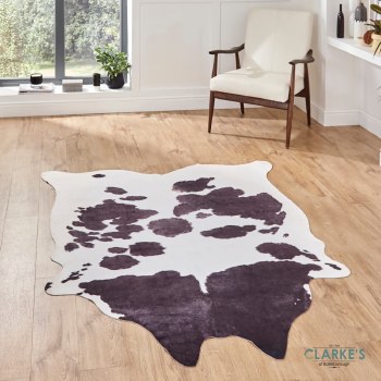 Faux Cow Skin Rug Black/White 130 x 155cm