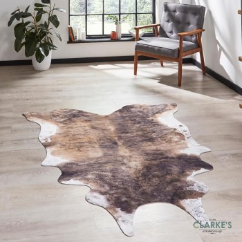Faux Cow Skin Rug Brown/White 130 x 155cm