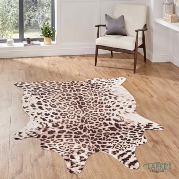 Faux Leopard Skin Rug Brown/Beige 130 x 155cm