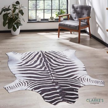 Faux Zebra Skin Rug Black/White 130 x 155cm