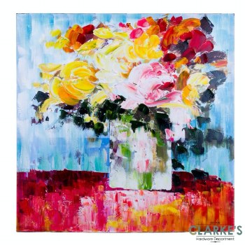 Floral on Blue Wall Art on Canvas
