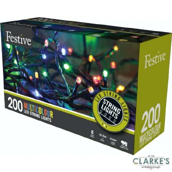 200 LED String Christmas Lights - Multicolour 19.9 Meter