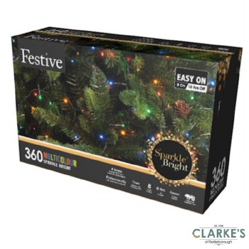360 LED Sparkle Christmas Lights - Multicolour 8.9m