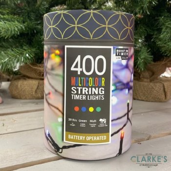 400 LED Battery Operated Christmas String Lights - Multi Colour 39.9m