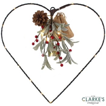 LED Lit Heart with Mistletoae 37cm