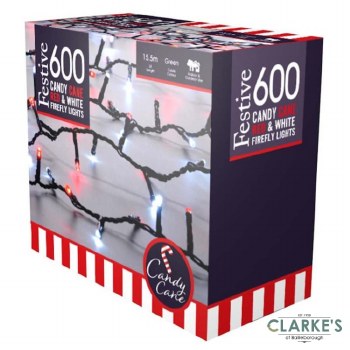 600 LED FireFly Christmas Lights Candy Cane
