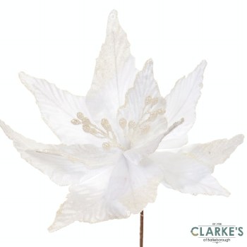 Poinsettia Stem White - Christmas Decoration