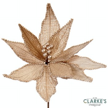 Poinsettia Stem Gold/Cream - Christmas Decoration