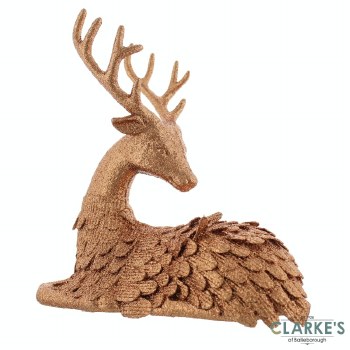 Copper Glitter Reindeer Christmas Ornament 20cm