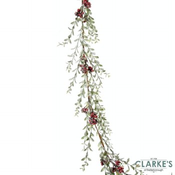 Frosted Pittosporum Red Berries Garland 183cm
