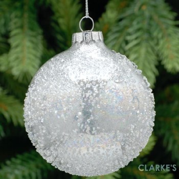 Crusted Glass Bauble - Christmas Tree Ornament 8 cm