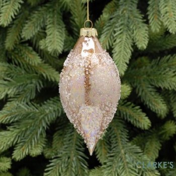 Gold Iridescent Crusted Glass Christmas Decoration 13cm