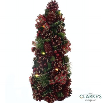LED Lit Tartan Small Christmas Tree 43cm