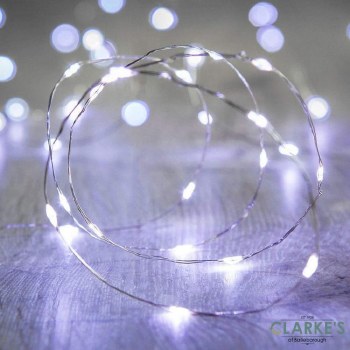 100 Micro LED Battery Operated Christmas Lights - Cool White