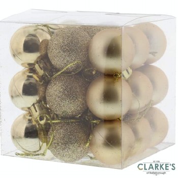Mixed Finish Christmas Tree Mini Baubles Gold Pack of 27