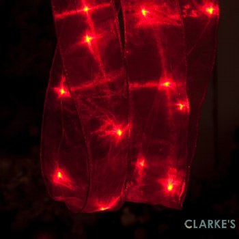Red Christmas Ribbon with LED Light 2 Meter