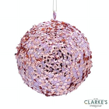 Rose Gold Gemstone Glitter Christmas Bauble 10cm