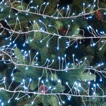 240 LED Silver Cluster Christmas Lights - Cold White