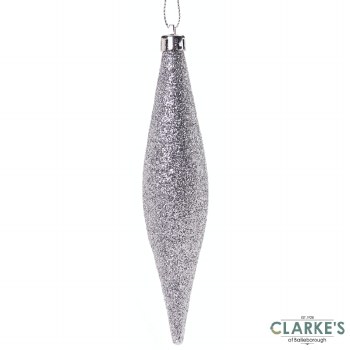Teardrop Shatterproof Christmas Tree Ornament Silver 14cm