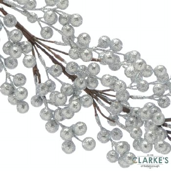 Silver Glitter Berry Cluster Christmas Garland 130cm