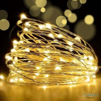 100 Micro LED Battery Operated Christmas Lights - Warm White