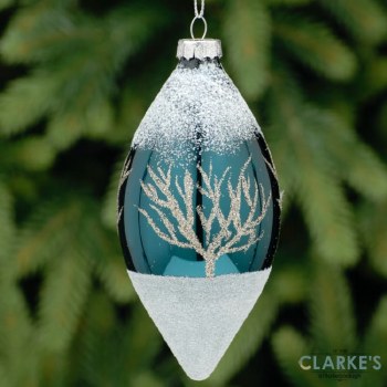 White Glitter Olive Christmas Tree Ornament 12cm