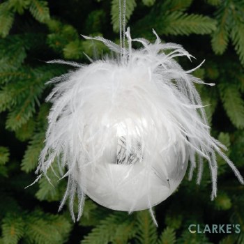White Feather Christmas Tree Bauble