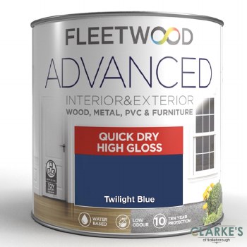 Fleetwood Advanced Satinwood Gloss Paint Twilight Blue 750 ml